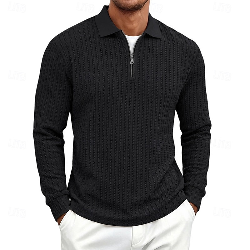 Rhett | Textured Quarter-Zip Polo Shirt