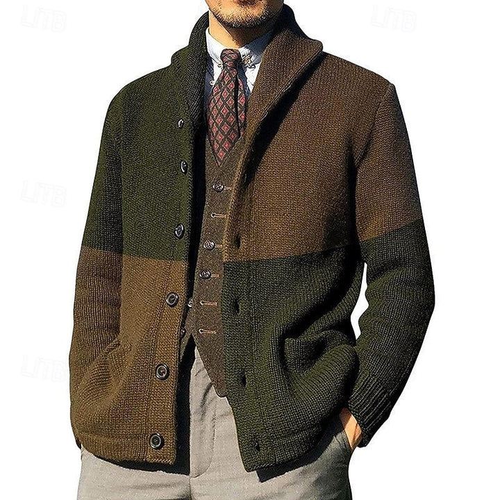 Frederick | colour Block Shawl Collar Cardigan