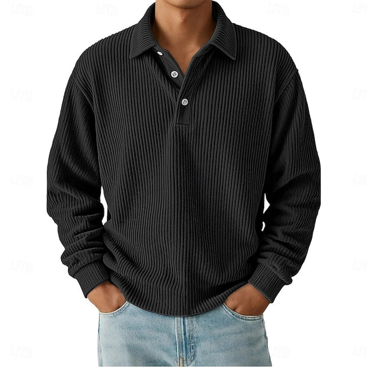 Wallace | Textured Long-Sleeve Polo Shirt