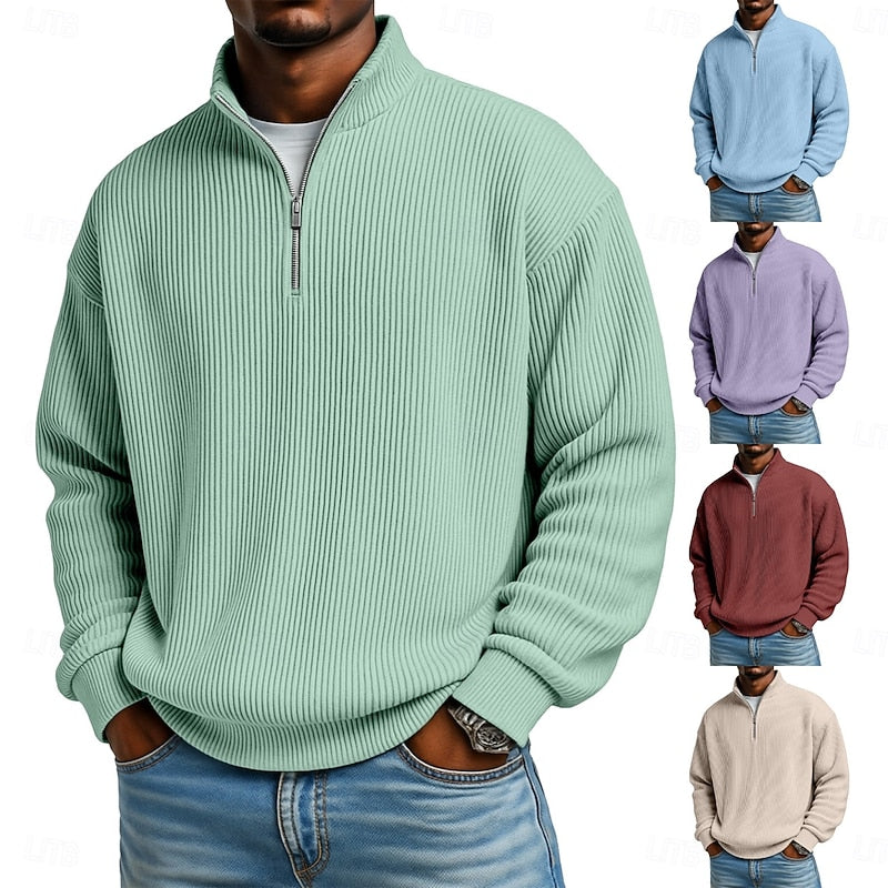 Harlan | Ribbed Quarter-Zip Pullover