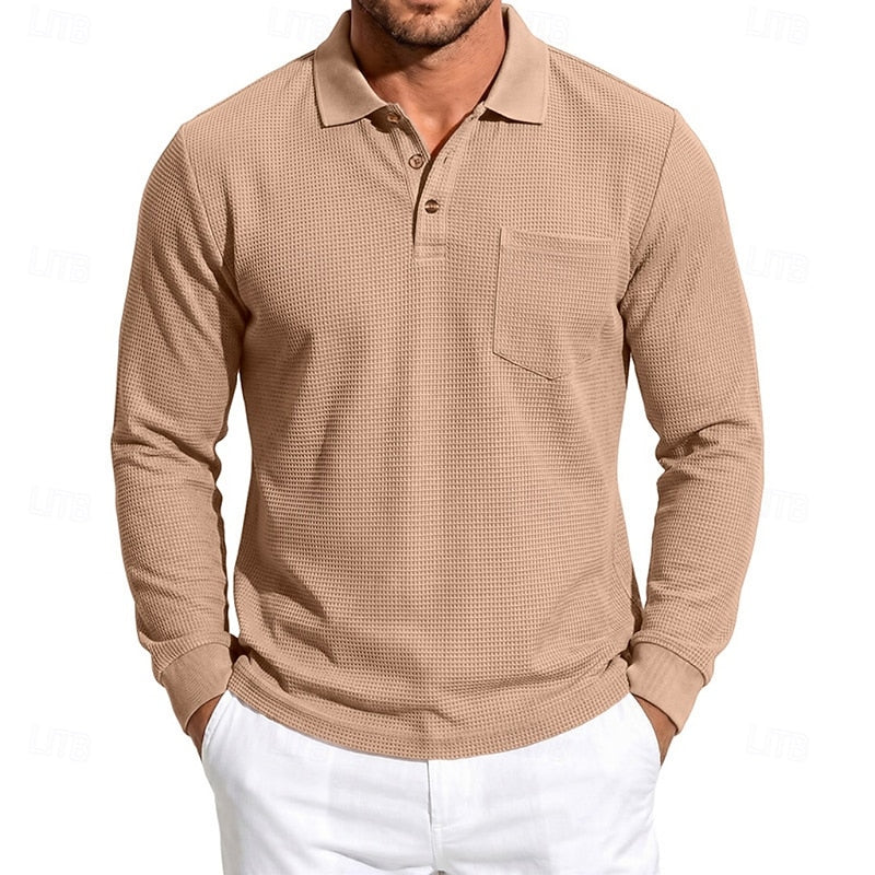Quentin | Textured Long-Sleeve Polo Shirt