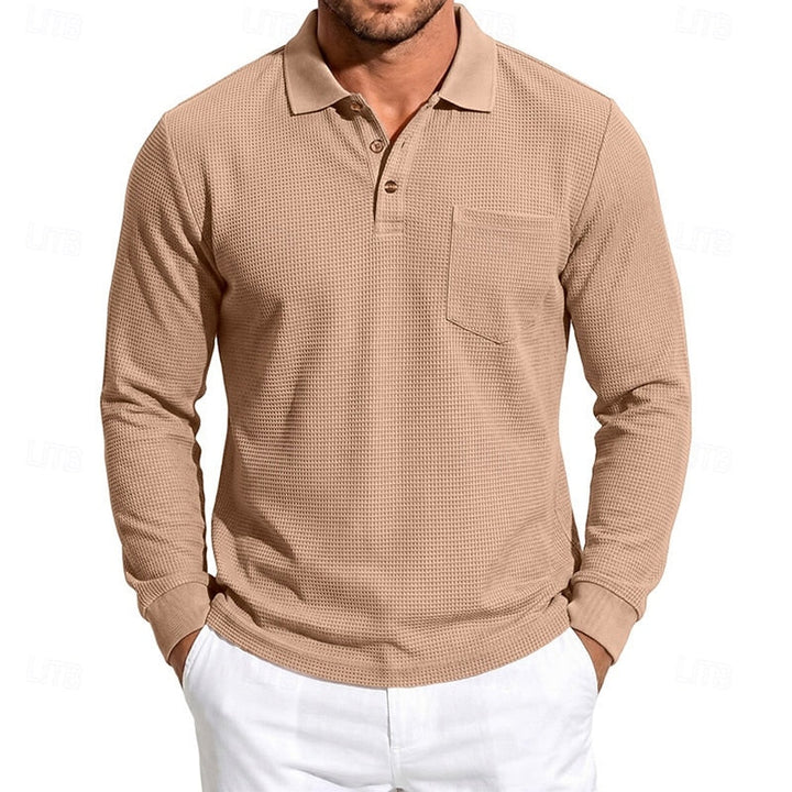 Quentin | Textured Long-Sleeve Polo Shirt