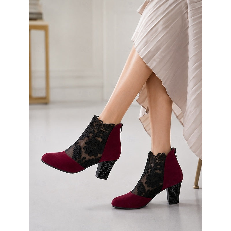 Belinda | Lace-Accent Heeled Ankle Boots