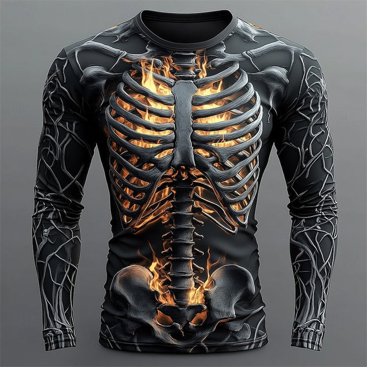 Jasper | Flame Skeleton Halloween Long-Sleeve Shirt
