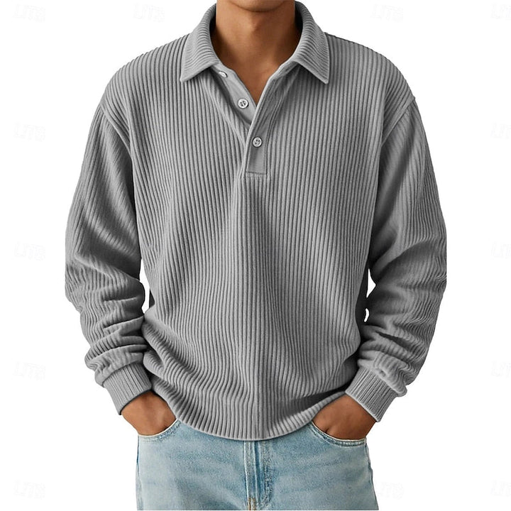 Wallace | Textured Long-Sleeve Polo Shirt