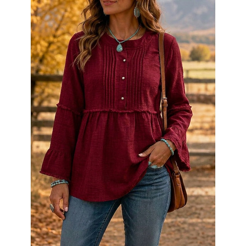 Rosalyn | Pintucked Peplum Blouse