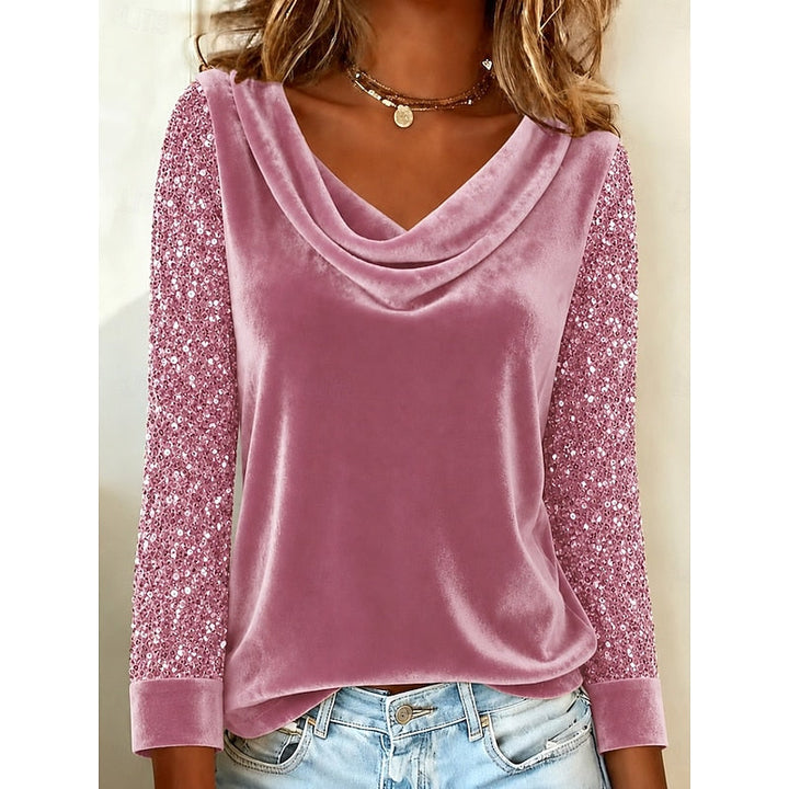 Marlene | Shimmering Cowl-Neck Top