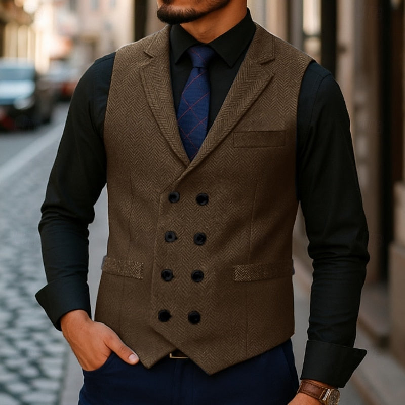 Bennett | Double-Breasted Herringbone Waistcoat