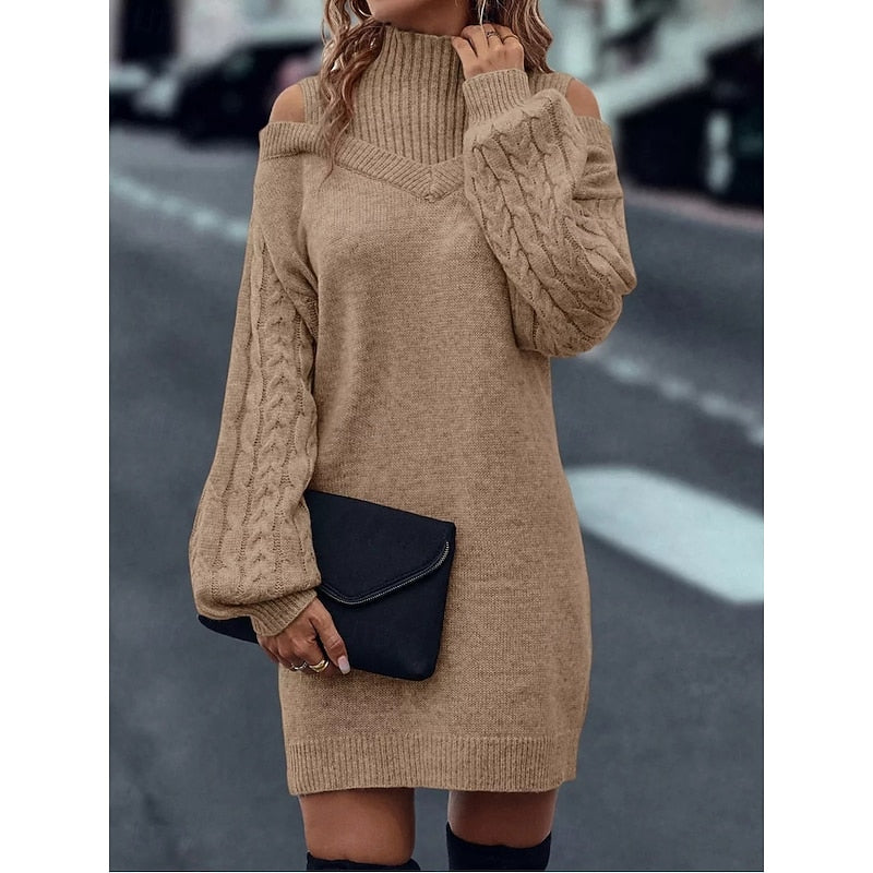Winifred | Cold-Shoulder Turtleneck Jumper Dress