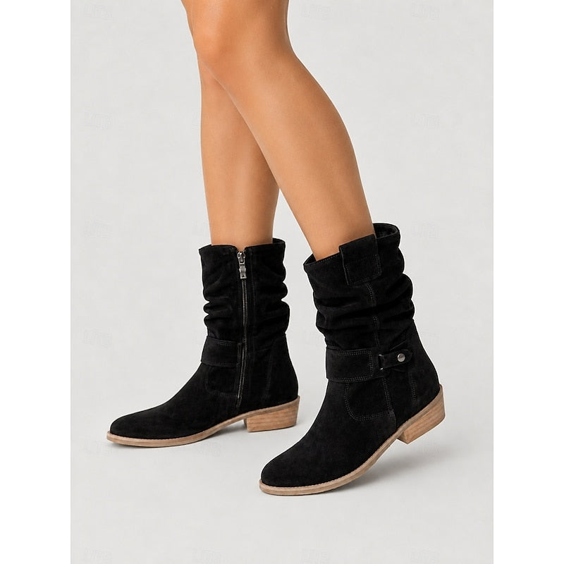 Tessa | Slouchy Buckle Ankle Boots