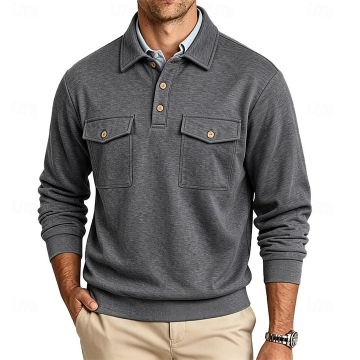 Harold | Refined Long-Sleeve Pocket Polo Shirt