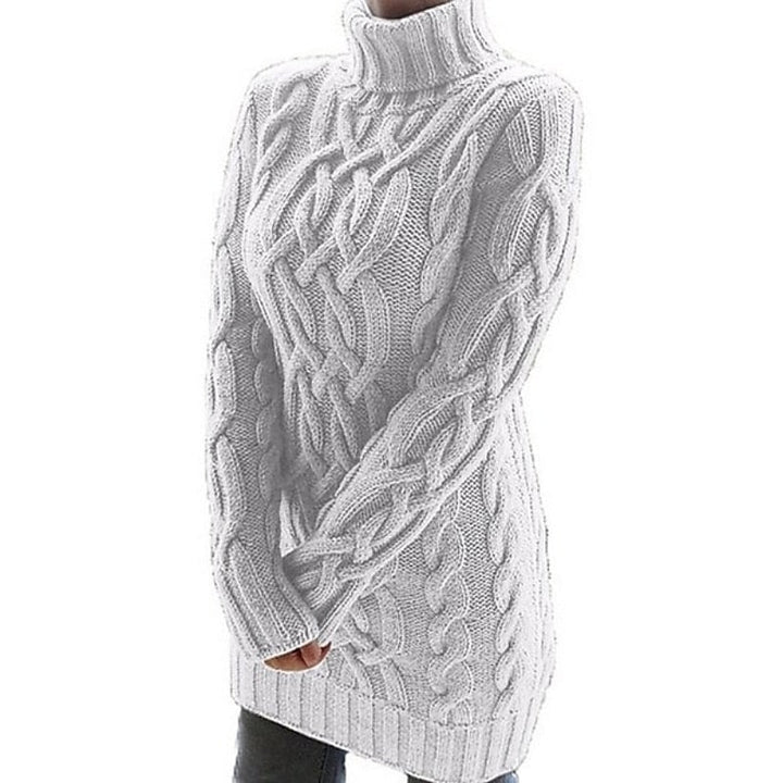 Thea | Cable-Textured Turtleneck Jumper Dress