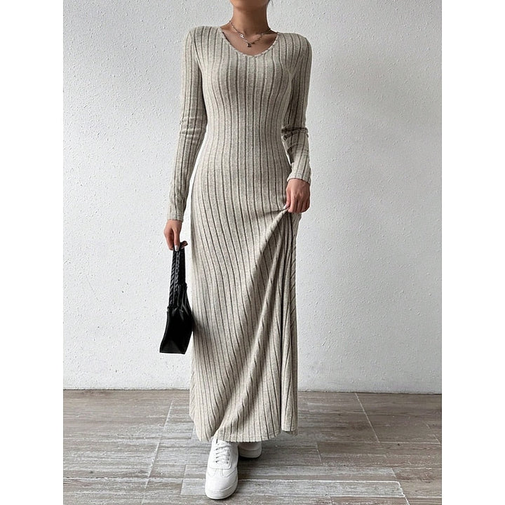 Willa | Ribbed Long-Sleeve Maxi Dress