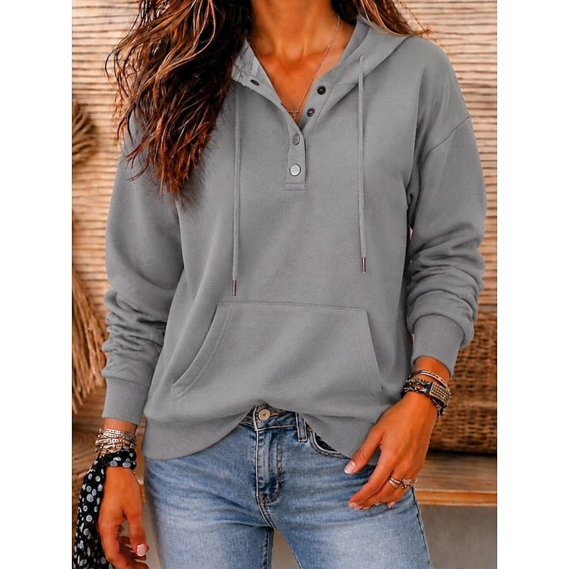 Blythe | Relaxed Button-Neck Hoodie