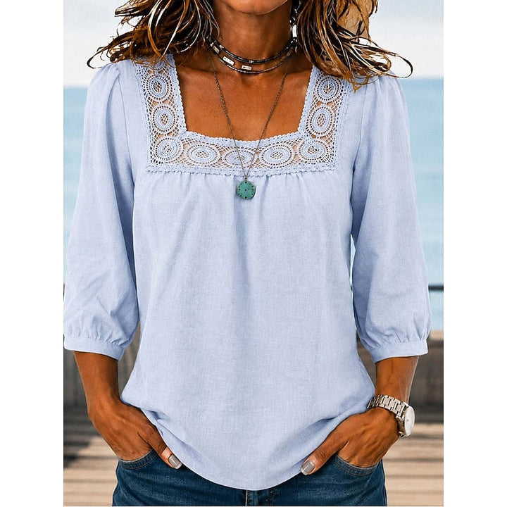 Fern | Lace-Trimmed Square Neck Blouse