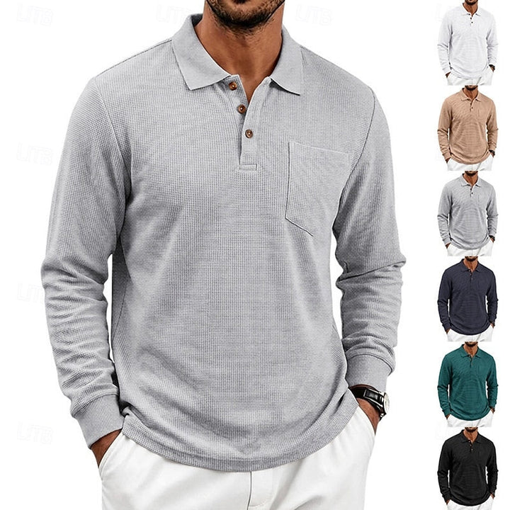 Quentin | Textured Long-Sleeve Polo Shirt