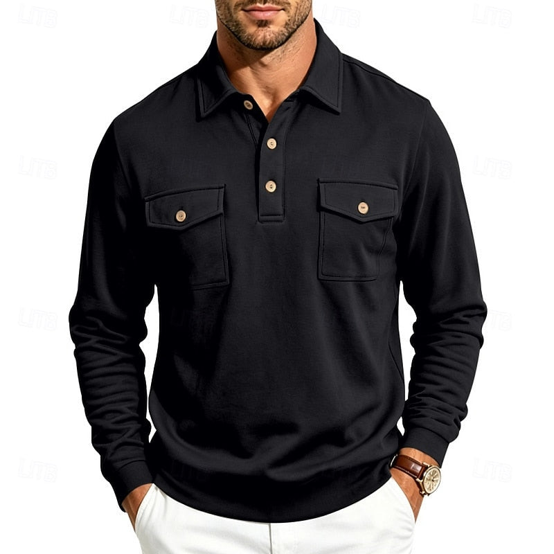 Harold | Refined Long-Sleeve Pocket Polo Shirt