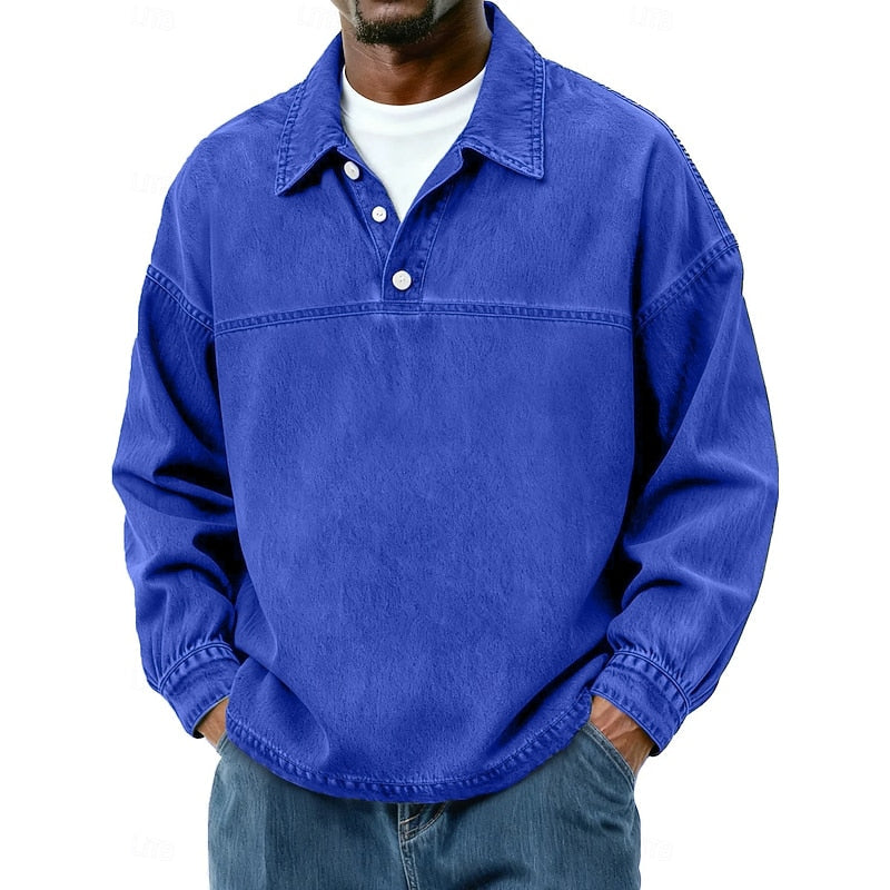 Gabriel | Washed Long Sleeve Polo Shirt